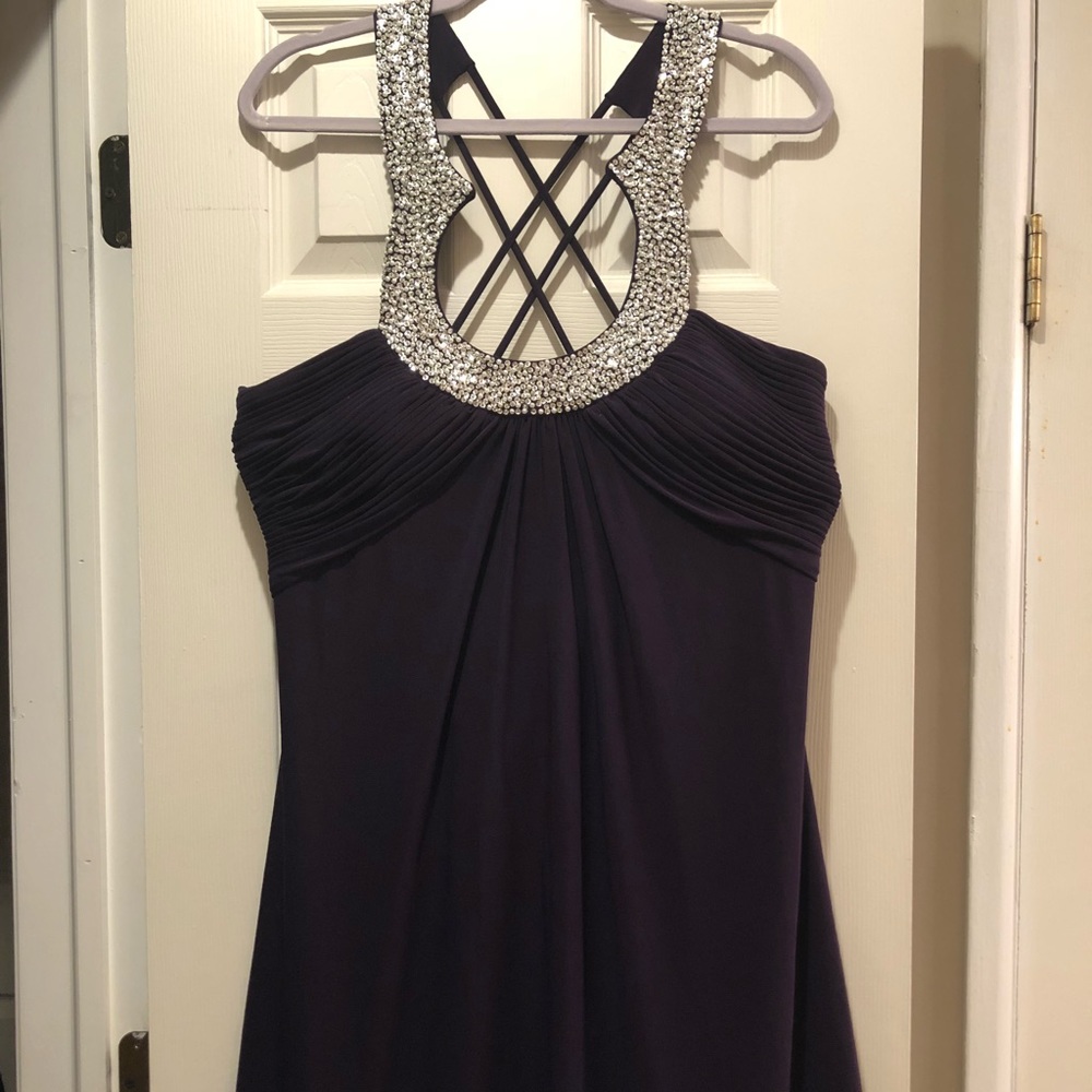 Pearl and sequin eggplant color dress
